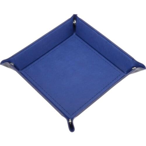 Foldable Dice Storage Box PU Leather Quadrilateral Tray for Dice Table Games Key Wallet Coin Box Tray Desktop Storage Box