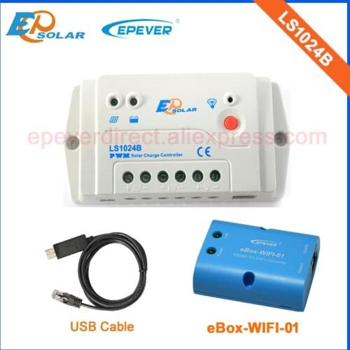 Solar voltage 12V 24V Battery auto switch controller LS1024B Wifi eBOX Android Phone APP USB cable connect with PC regulator