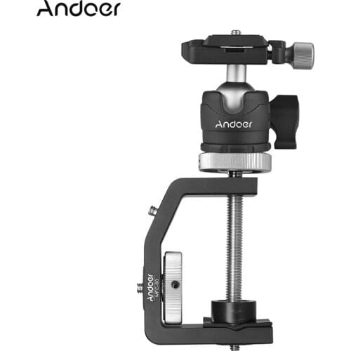 Photography Andoer MFC-60 Heavy Duty Desk Tree Clamp Multifunctional C-shaped Clamp Glass Clamp for GoPro Action Camera for DSLR