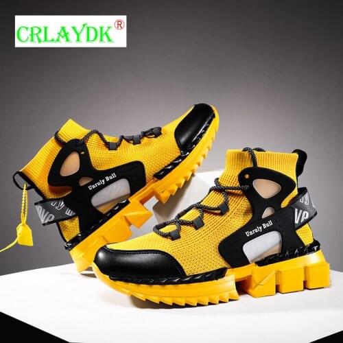 CRLAYDK Trending Mens Sneakers Fashion Sports Running Socks Shoes Non Slip High Top Tennis Ankle Increased Boys Street Footwear