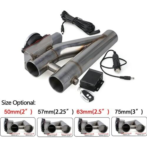 2"/2.25"/2.5"/3" Electric Exhaust Downpipe Cutout E-Cut Out Dual Valve W/ Remote Control Stainless Steel Y-shaped Double Tube