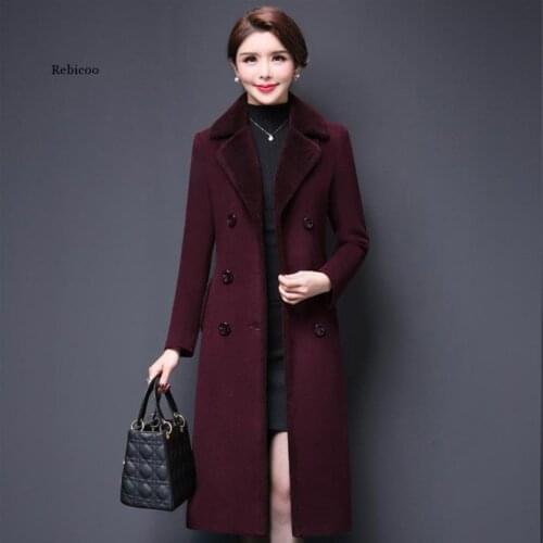 Women Coat Winter Long Overcoat Woolen Coat Loose Double-Breasted Plus Size 5Xl Thick Female Outwear Manteau Femme Hiver Elegant