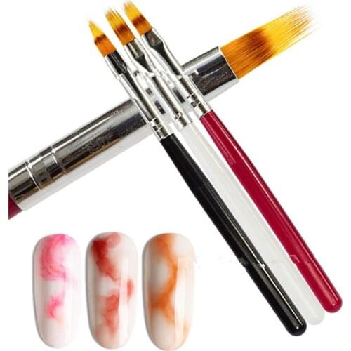 1pcs Nail Brush Pen UV Gel Nail Art Painting Wood Handle Nylon Hair Black White Red Draw Manicure Nail Tool