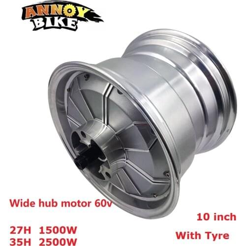 10 inch 60V 1500W 2500W Wide Tyre Double Axles Brushless Gearless Hub Motor Wheel Hally Motor 10inch 225/40-10 Tyre 27H 35H