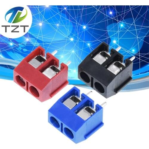 10PCS/LOT KF301-2P KF301-5.0-2P KF301 Screw 2Pin 5.0mm Straight Pin PCB Screw Terminal Block Connector Black Red and Blue