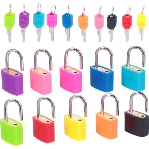10pcs Mini Rustproof Padlock Diary Lock With Keys Locks With Keys For Luggage Random Color