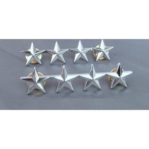 WW2 PAIR OF US ARMY OFFICER 4 STAR GENERAL RANK MIONI BADGE PIN LARGE silver Military BROOCHES