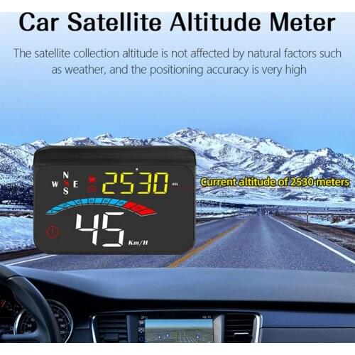 3.8 Inch Car HUD Head-Up Display Auto Shading Display BDS+GPS Smart Gauge Digital Clock Odometer Over-limit Alarm USB Supply
