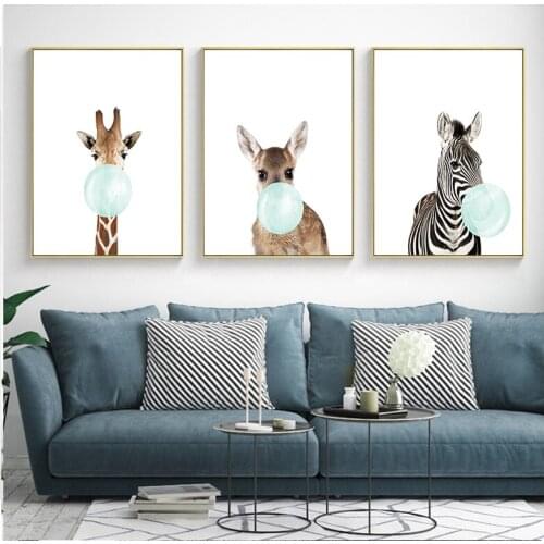 Cute Blue Bubble Gum Animal Zebra Giraffe diamond mosaic 3 Piece 5d diy embroidery diamond painting full square/round drill art