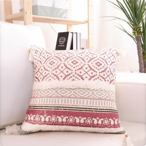 45x45cm cojines decorativos para sofa Morocco geometric black and white tufted tassel pillowcase christmas pillow case