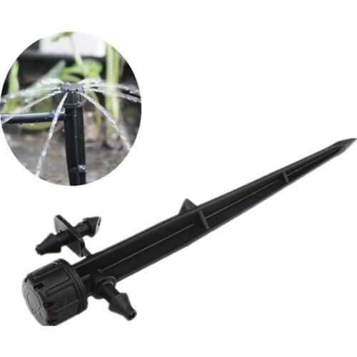 50PCS Drip Irrigation Adjustable Emitters Sprinklers w/ Stake 13CM Water Dripper Farmland watering 1/4'' 4/7 mm Hose Greenhouse
