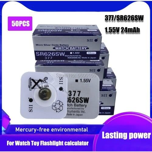 50pcs FOR SEIZAIKEN Original 377 376 177 SR626SW 626 SR626 V377 AG4 Watch Battery Silver Oxide Button Coin Cell MADE IN JAPAN