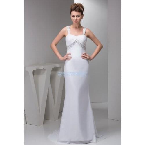 Free shipping 2016 new design gowns brides maid dress hot seller crystal formales white Custom size/color chiffon evening dress