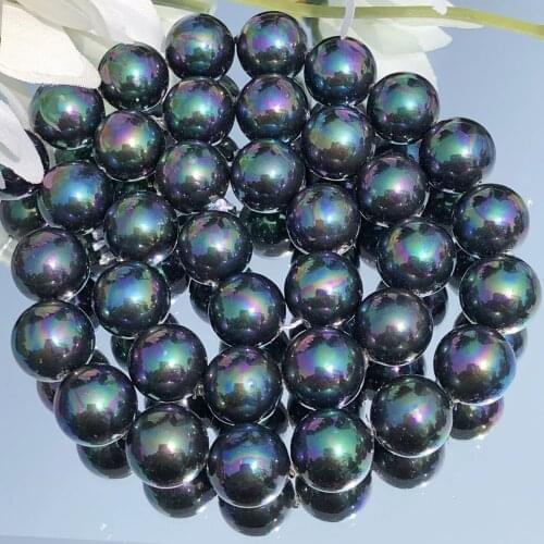 High Quality Natural Shell Beads Black Rainbow Imitation Pearl Loose Spacer Beads For Jewelry Making Diy Woman Bracelet Necklace