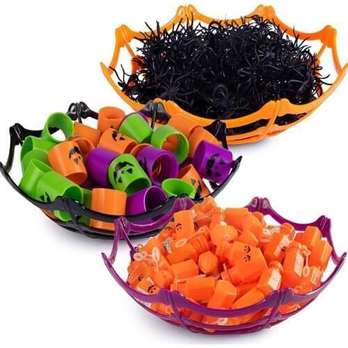 Black Spider Web Bowl Fruit Plate Halloween Decoration Candy Biscuit Package Basket Bowl Trick or Treat Halloween Party Supplies