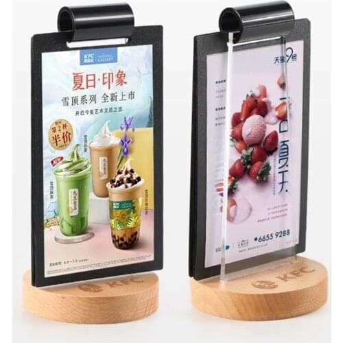 100*200mm Page Turning Sign Holder Wood Pvc Material Bar Cafe Restaurant Table Menu Holder