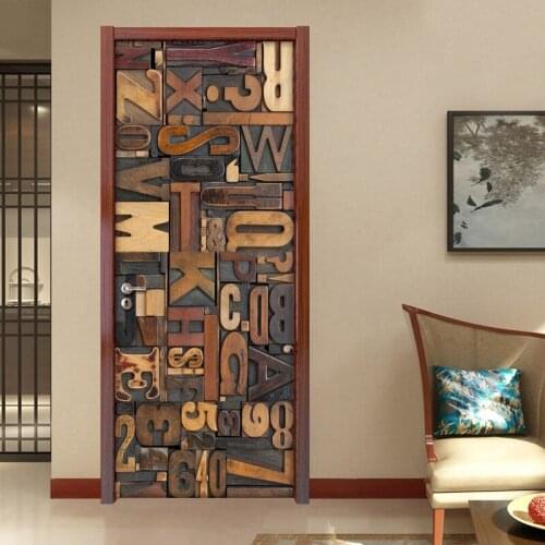 Door Stickers 3D DIY Self-adhesive Waterproof Creative Letter Dorm Room PVC Poster Door Mural Removable Art Vinyl Wallpaper Roll