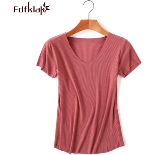 Женские футболки с коротким рукавом Fdfklak China At AliExpress