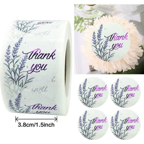 Purple Lavender Thank You Sticker Label 500pcs/roll 3.8cm Gift Business Sealing Decoration Journal DIY Statonery Stickers