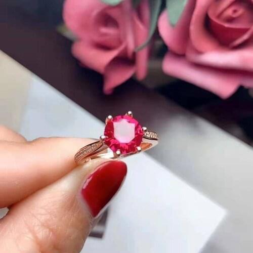 High Quality Red Corundum S925 Amethyst Simple Ring Fine Fashion Charming Wedding Jewelry for Women Free Shipping