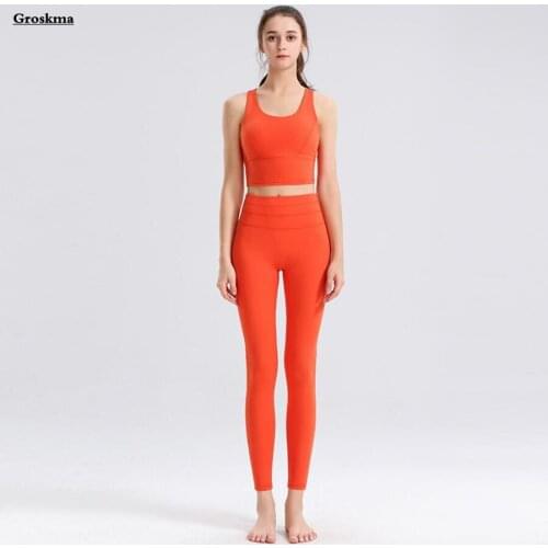 Hot Sale Women High Waist Pants+Tank Tops Sportswear Running Suits Fitness Gym Yoga 2 Piece Set Elastic Push Up Clothing