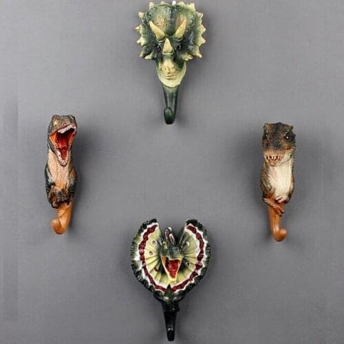 American Decorative Hook Jurassic World Creative Resin Animal Model Dinosaur Coat Hook Triceratops Wall Hanging Hook