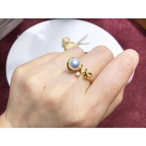 Love 925 Sterling Silver Adjustable Ring Findings Mountings Settings Parts Fittings for Pearls Jade Coral Stones Bead