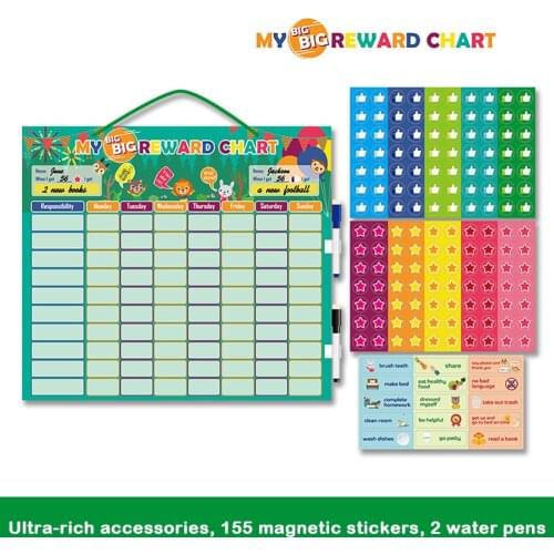 1 Set Kids Magnetic Reward Chart Flexible Customizable Daily Routine Calendar Toy Behavior Rewarding Board Gift