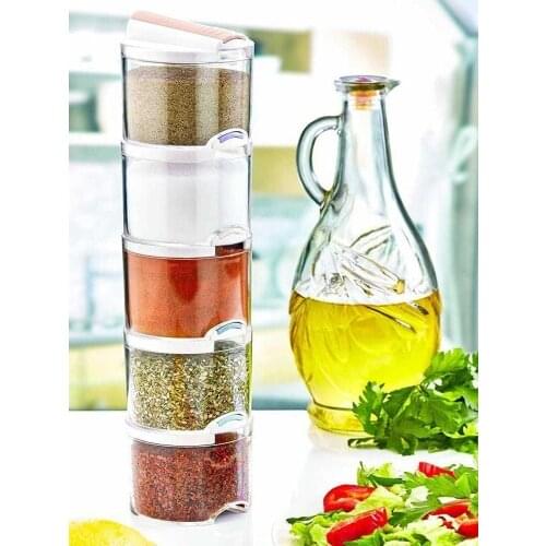 5 pcs/set spice jar set seasoning box transparent seasoning pots storage container Cruet salt pepper cumin powder condiment