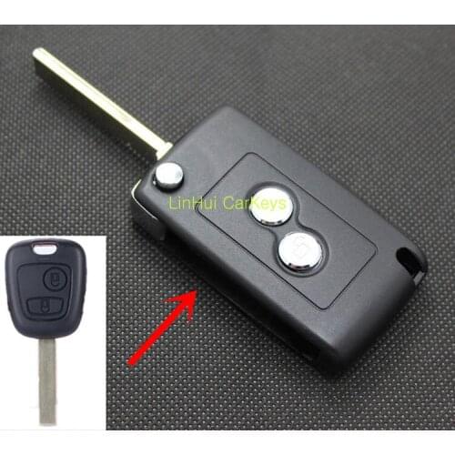 PINECONE Key Case for PEUGEOT 307 Key 2 Bright Buttons Uncut Side Groove Brass Blade Modified Remote Blank Key Shell 1 PC