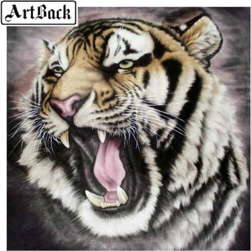 Full square round 5d diy diamond painting tiger picture diamond embroidery mosaic sewing artwork home decoration