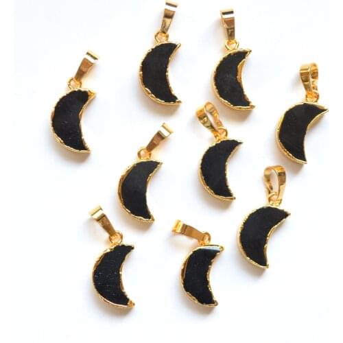 Nature small black agates moon shape crystal agates pendant ,black stonemoon shape pendants