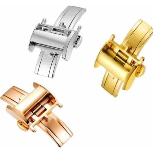 12 14 16 18mm Stainless Steel Butterfly Buckle for Longines Master Leather Watchband Deployment Folding Clasp Watch Accessories