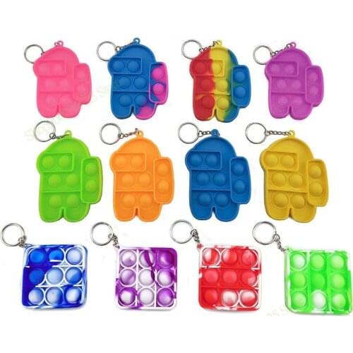 Bubble Sensory Among of Us Keychain Fidgeting Popper Toy Shell Stress Reliever Go Bang Hand Toys for Children Adults