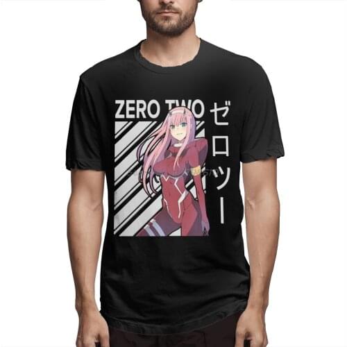 Retro Zero Two Darling In The Franxx Aesthetic Anime T Shirt Short Sleeve Men Cotton Tees Streetwear Harajuku
