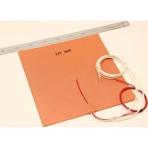 Funssor 30X30CM12V/24V 400W Silicone Heater Huge size 300x300mm for Reprap 3D Printer Heated Bed Pad with 3M NTC 3950 Thermistor