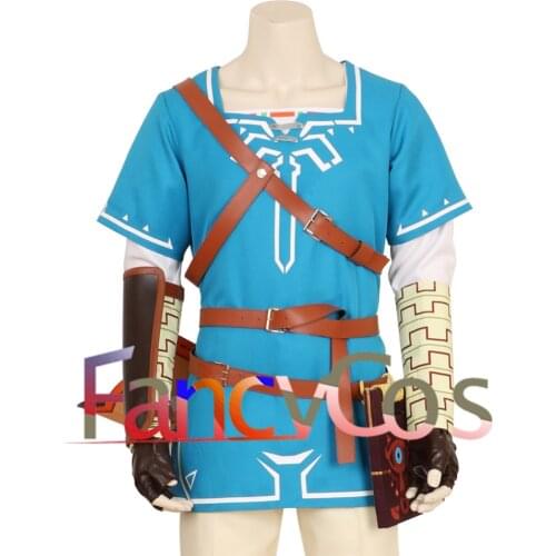 Skyward Sword HD Link BOTW Link Tunic Breath of The Wild Link Blue Top Costume Cosplay Blue Coat Blue Shirt Game Anime