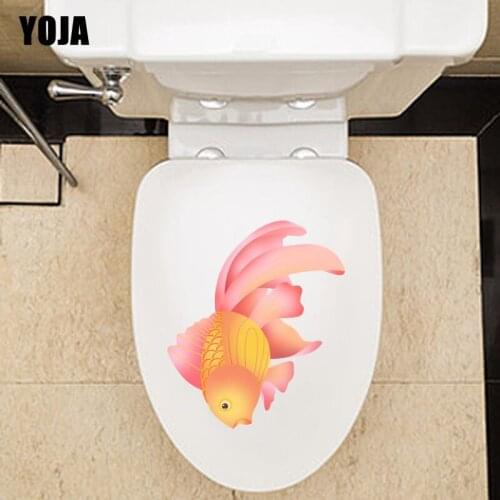 YOJA 21.5X19.6CM Colourful Goldfish Home Decor Toilet Decal Wall Sticker Funny Cartoon T3-1069