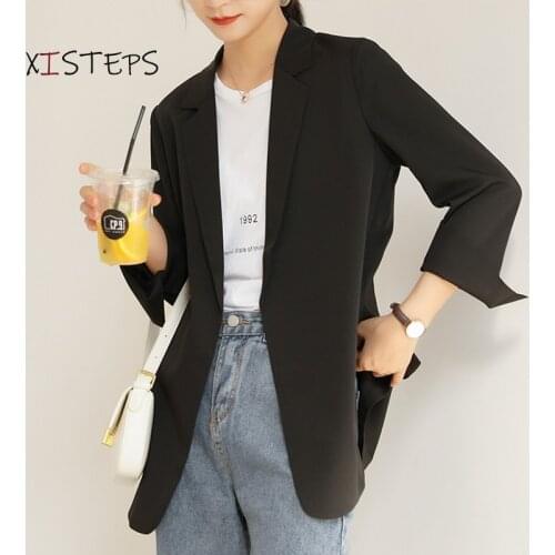 2021 Spring Summer Women Chiffon Blazers Black White Female Office Lady Suit Jackets Loose Oversize Coat Blazer Mujer Clothes