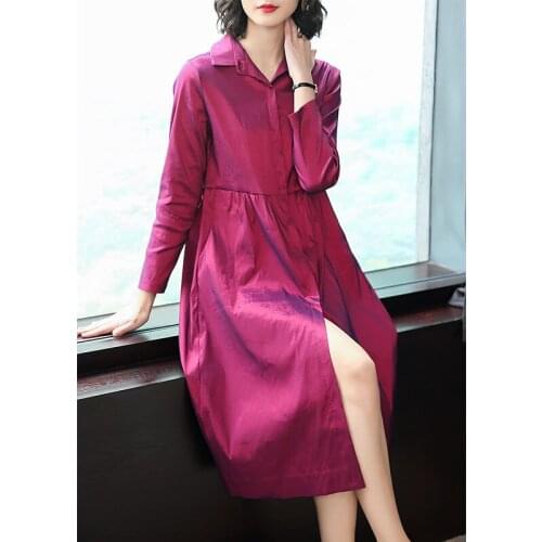 New Plus Size Women Dress Spring Autumn 2019 loose elegant Vintage Thin Solid Button Long Sleeve Long Dress Female Vestidos