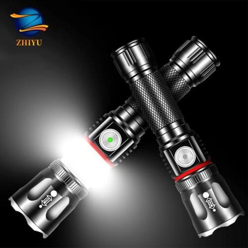 ZHIYU T6 Cob Flashlight 2000 Lumen Tail Magnet Adsorption Work Lamp Use 18650 Lithium Battery Waterproof Torch Camping Light