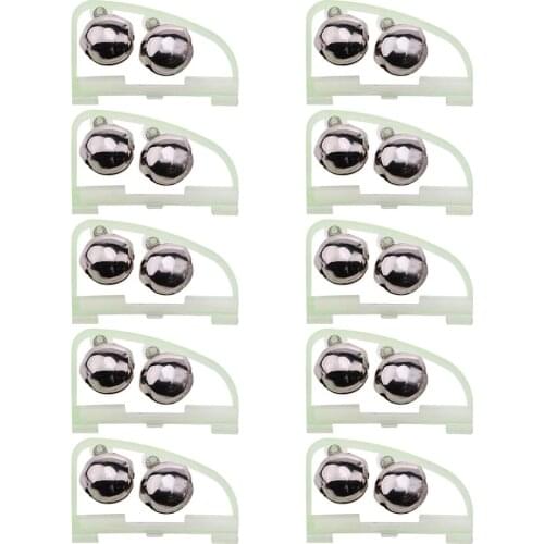 10pcs Fluorescent Fishing Rod Pole Tip Clip Twin Bell Alarm Alert Ring Glow In The Dark Fishing Tackle Box Accessory tool