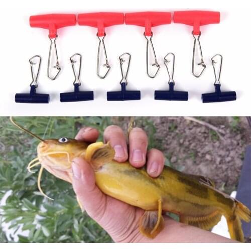 10pcs Fishing Sinker Slip Clip Clear Plastic Head Swivel With Hook Snap Fishing