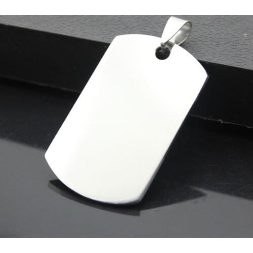 100PCS/Lot 50*28*1.6mm Silver Mirror Effect Stainless Steel Blank Flat Metal Pet ID Dog Tag Pendant Free Shipping ZA4509