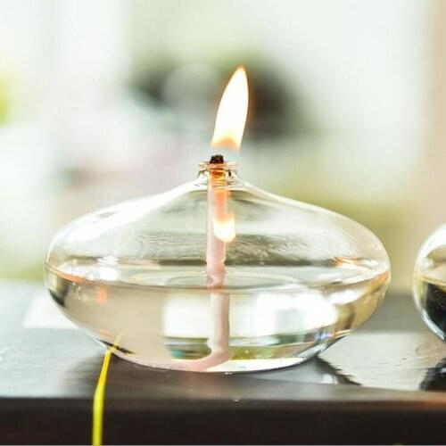 12pcs/pack Big Size 6*6cm Oblate Shaped Transparent Glass Oil Lamp Wedding Decoration Handcraft Candle Holder Friend Gift