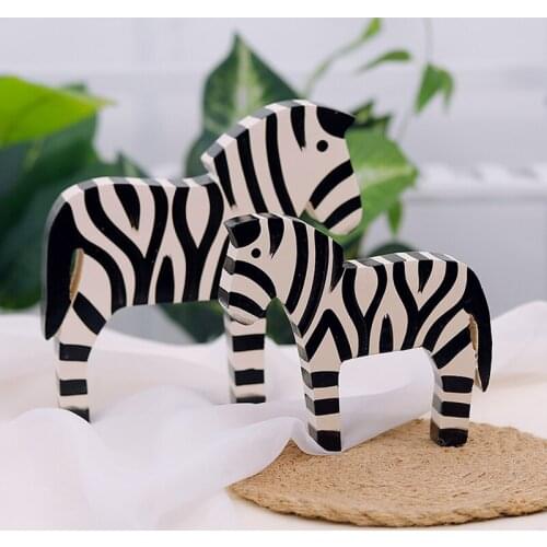 2 Pieces/set)Wooden Zebra Animals Vintage Home Decor