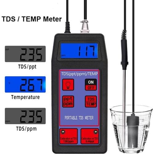 TDS-8426 Portable TDS TEMP Meter Digital Water Tester Filter Measuring Water Quality Purity Analyzer with LCD Backlight Display