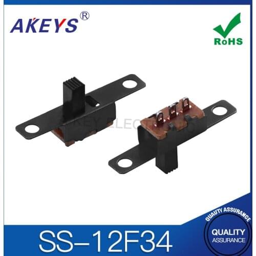 20PCS SS-12F34 1P2T Single pole double throw slide switch verticle type 3 pin handle heights can be customized without fixed pin