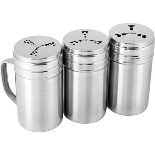 3Pcs Seasoning Bottle Set Stainless Steel Rotatable Seasoning Shaker Spice Bottle With Handle Kitchen Tools