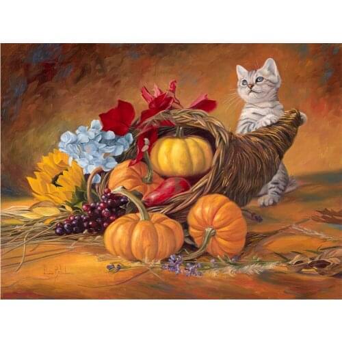 5D Diamond Embroidery Cat DIY Diamond Painting Flowers Full Square 5D Diamond Mosaic Wall stickers Decoration Paintings FZ760